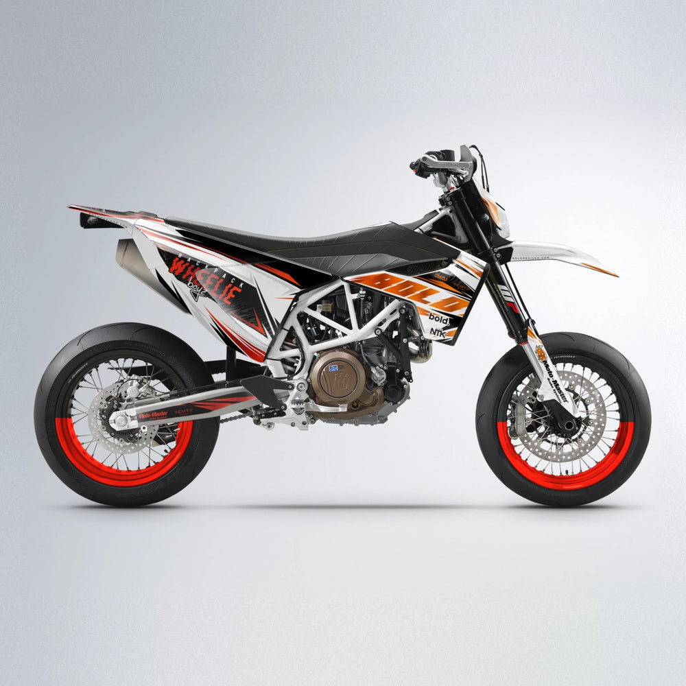 NTK V4 Husqvarna 701 supermoto graphics kit in Red & Orange