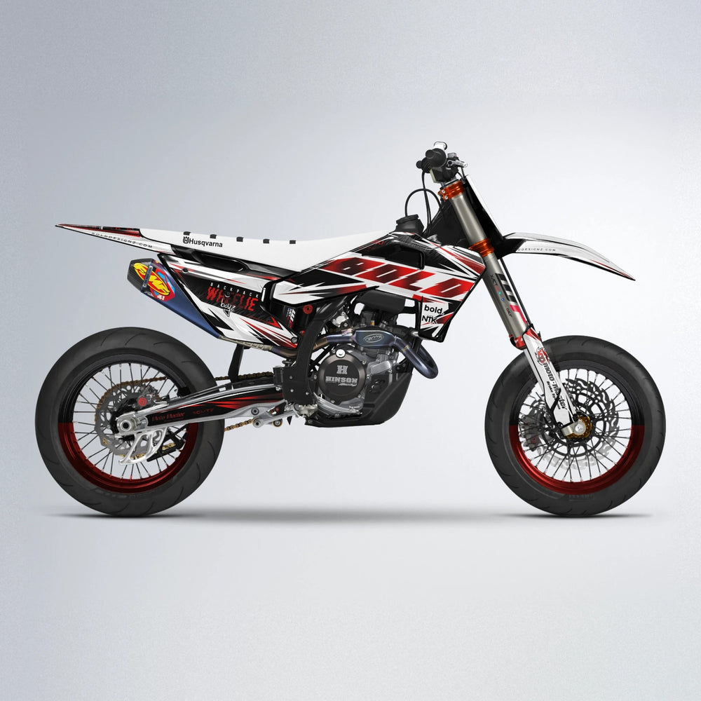 NTK V4 Husqvarna FE/TE supermoto graphics kit in Black & Red