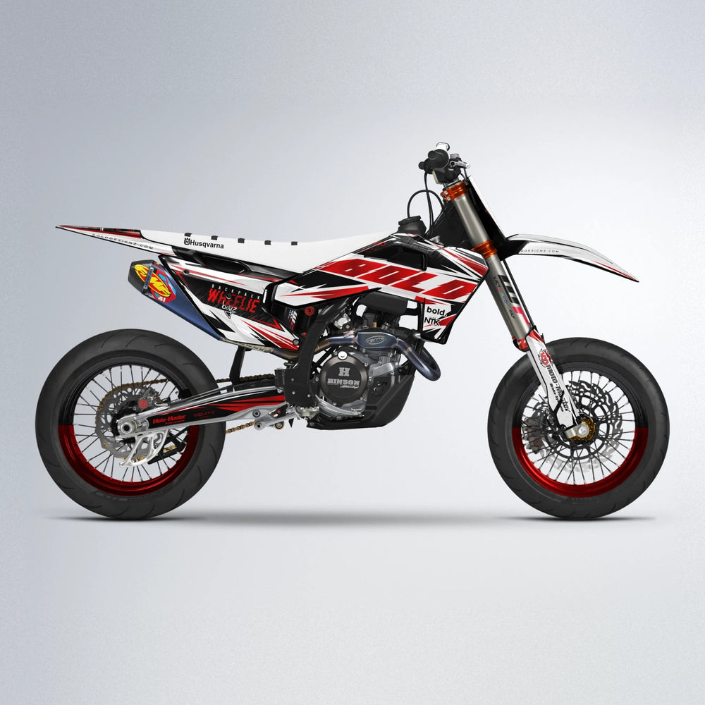 NTK V4 Husqvarna FE/TE supermoto graphics kit in Custom Colour