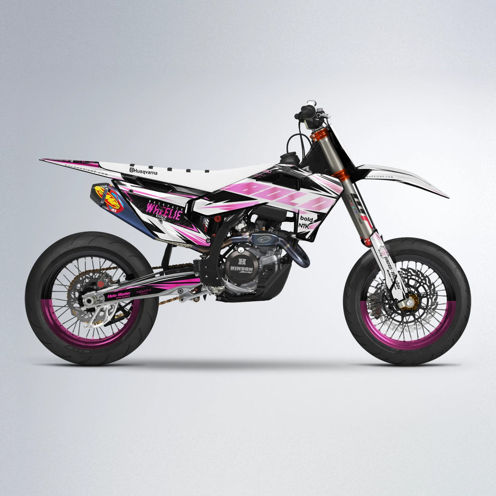 NTK V4 Husqvarna FE/TE supermoto graphics kit in Flamingo