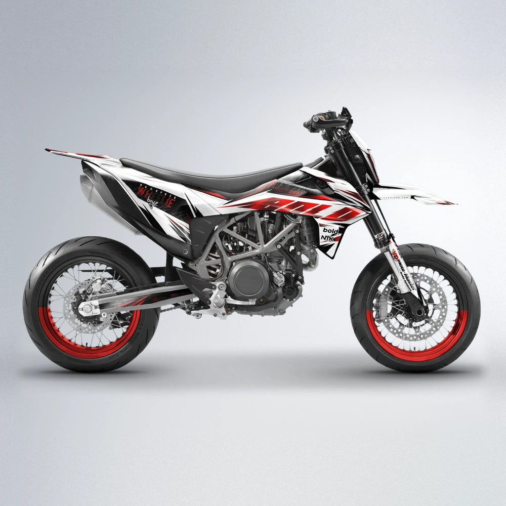 NTK V4 KTM SMC 690 supermoto graphics kit in Black & Red