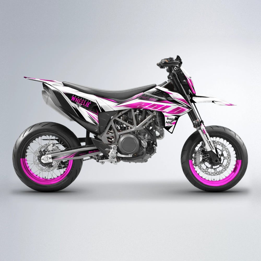 NTK V4 KTM SMC 690 supermoto graphics kit in Pink