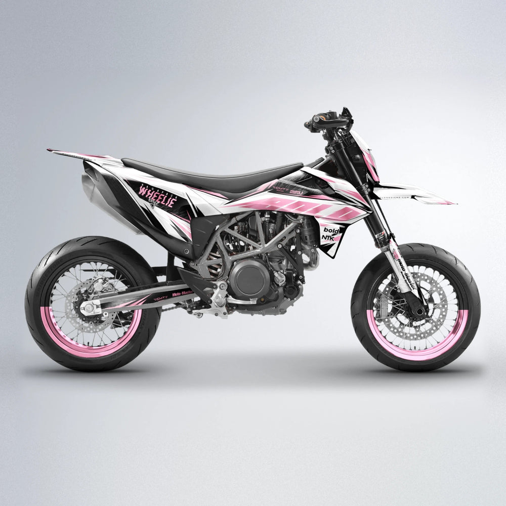 NTK V4 KTM SMC 690 supermoto graphics kit in Sakura Pink