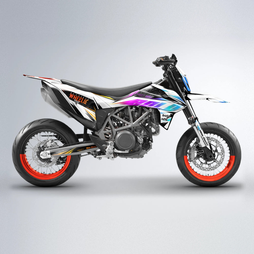 NTK V4 KTM SMC 690 supermoto graphics kit in Sunset Fade