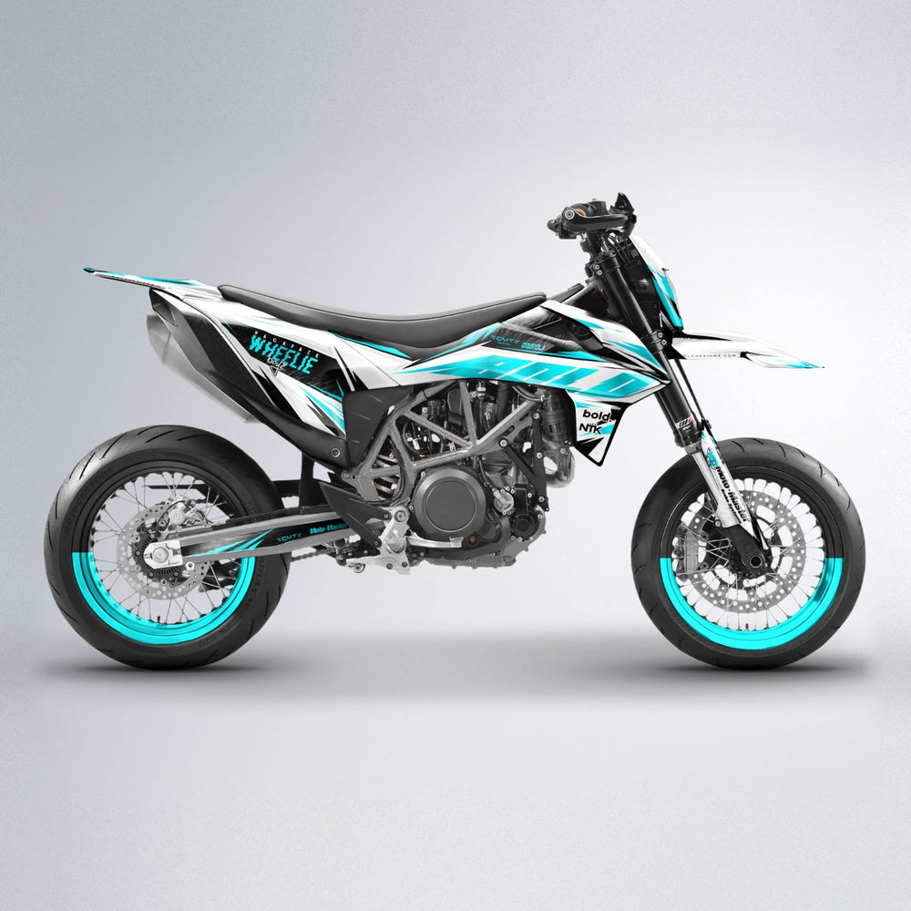 NTK V4 KTM SMC 690 supermoto graphics kit in Teal