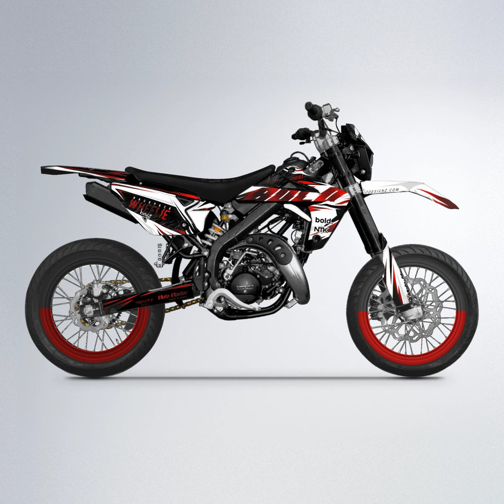 NTK V4 Rieju MRT supermoto graphics kit in Black & Red