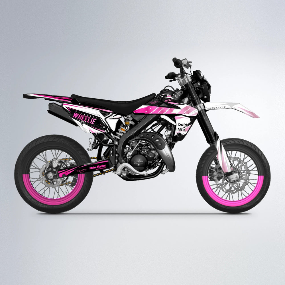 NTK V4 Rieju MRT supermoto graphics kit in Flamingo