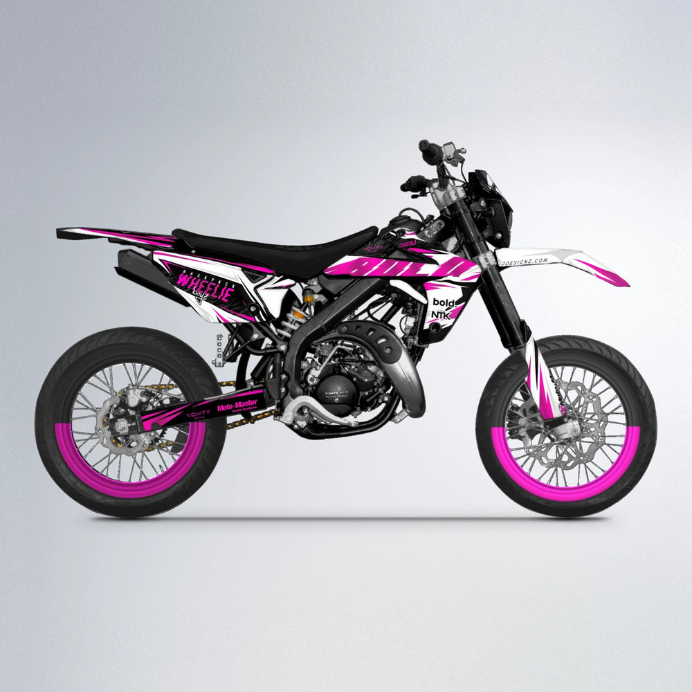 NTK V4 Rieju MRT supermoto graphics kit in Pink