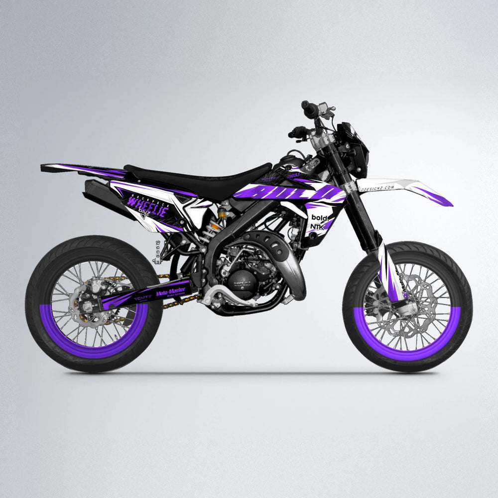 NTK V4 Rieju MRT supermoto graphics kit in Purple