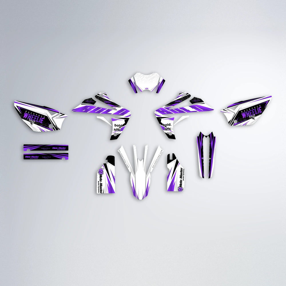 NTK V4 Rieju MRT graphics kit parts layout in Purple