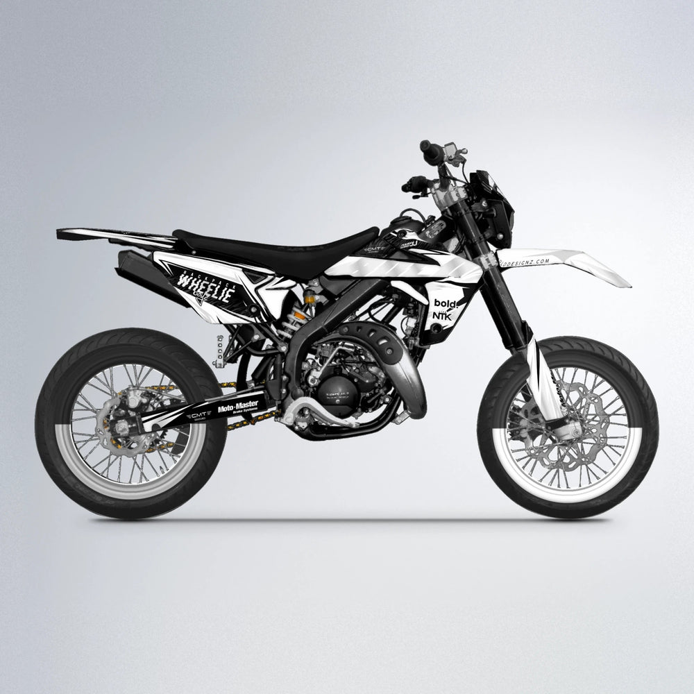NTK V4 Rieju MRT supermoto graphics kit in White