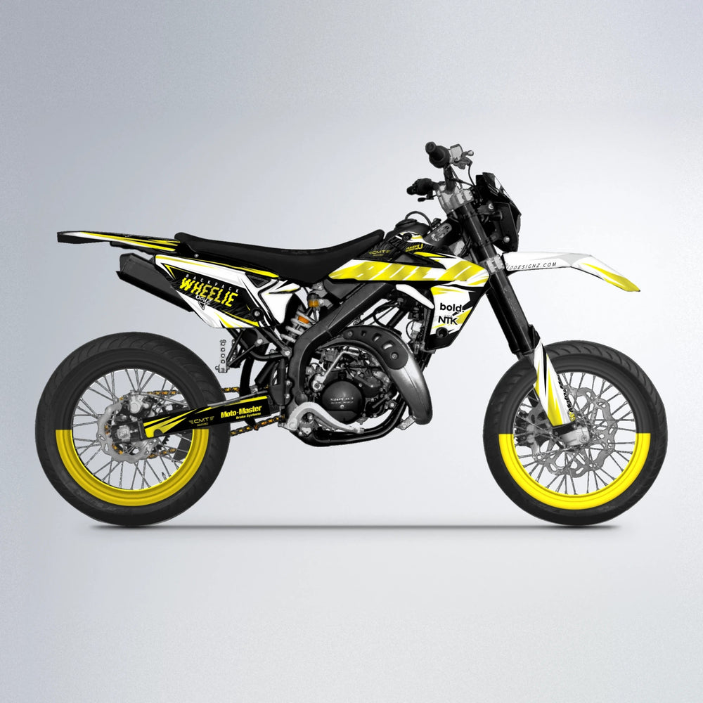 NTK V4 Rieju MRT supermoto graphics kit in Yellow