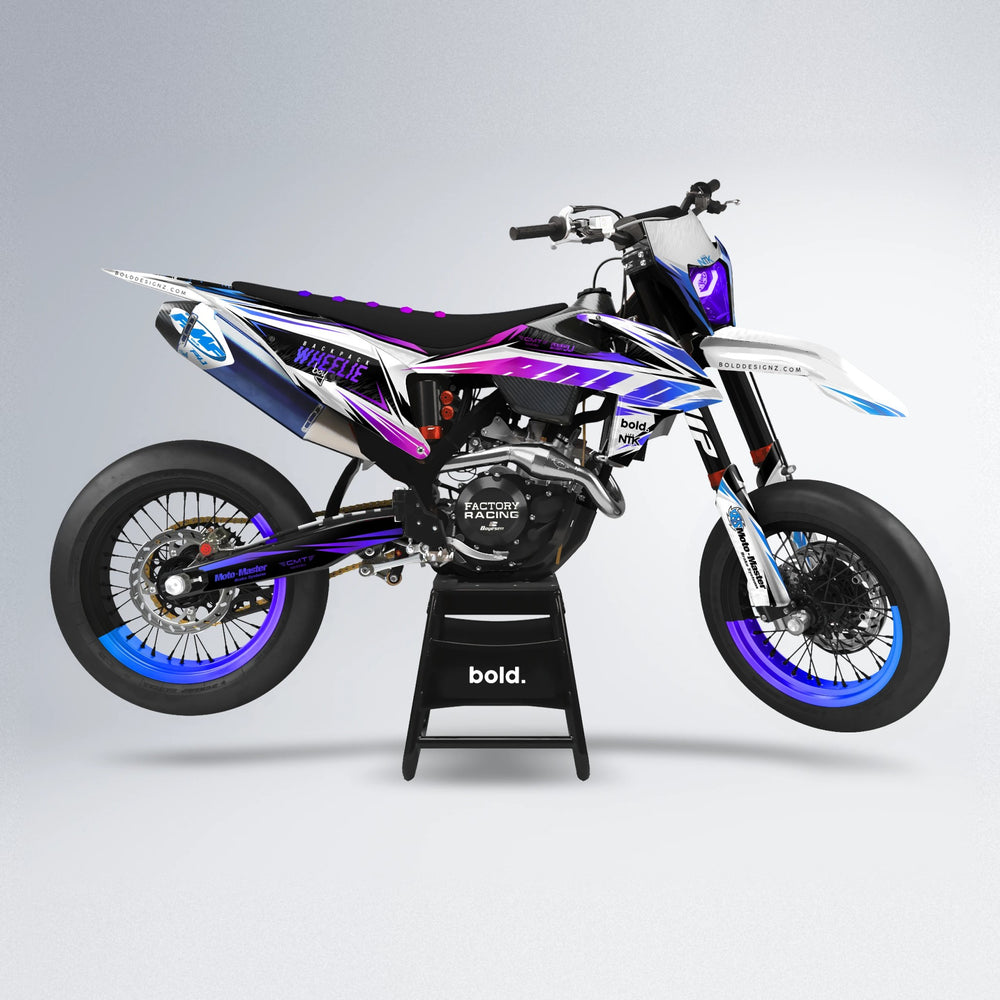 NTK V4 supermoto graphics kit in Blue Purple Fade