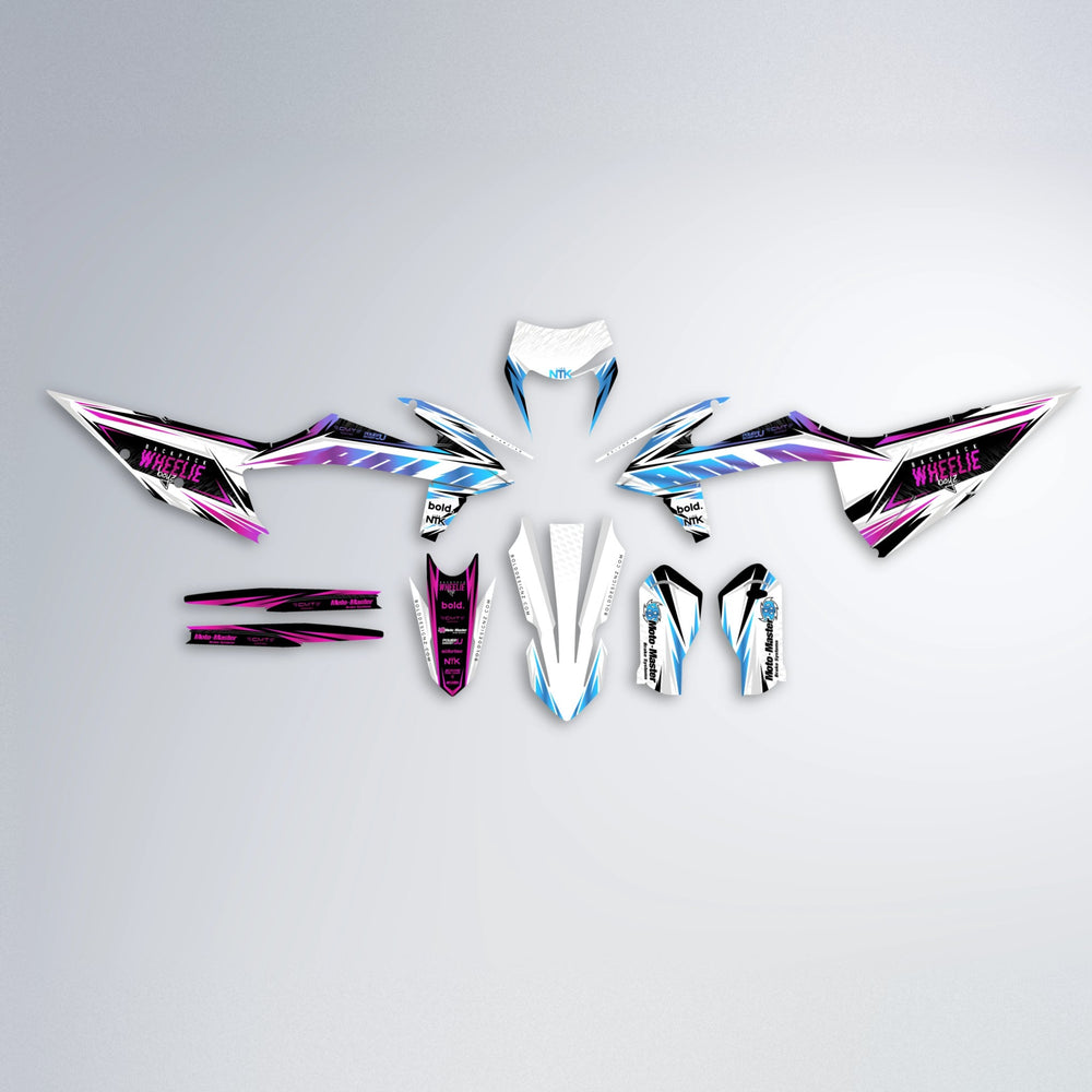 NTK V4 graphics kit parts layout in Pink & Light Blue
