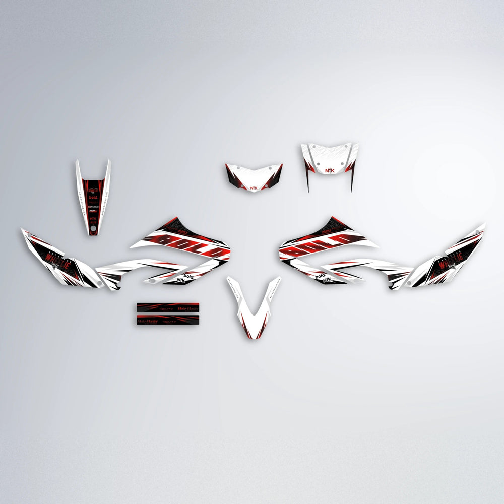 NTK V4 Yamaha WR 125X graphics kit parts layout in Black & Red
