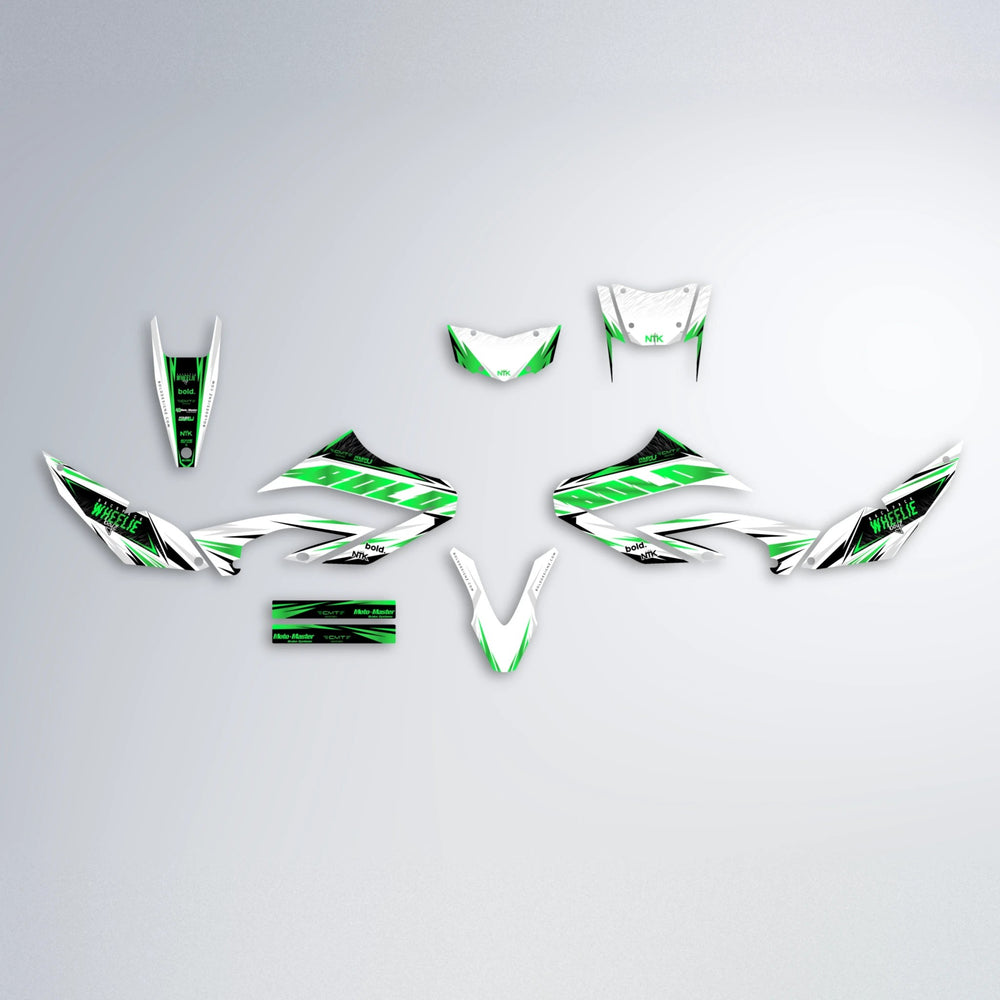 NTK V4 Yamaha WR 125X graphics kit parts layout in Green