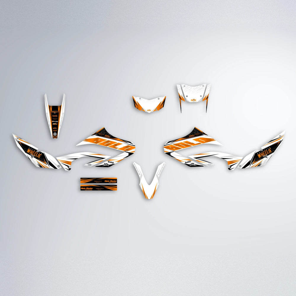 NTK V4 Yamaha WR 125X graphics kit parts layout in Orange