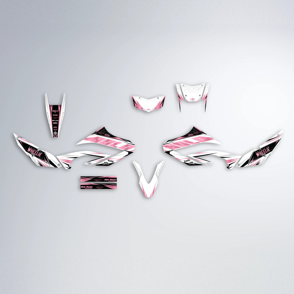 NTK V4 Yamaha WR 125X graphics kit parts layout in Sakura Pink