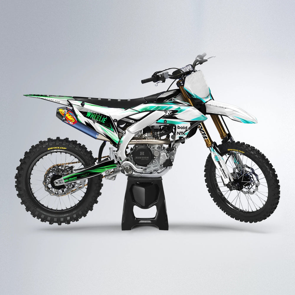 NTK V4 Yamaha YZF MX motocross graphics kit in Cyan & Green