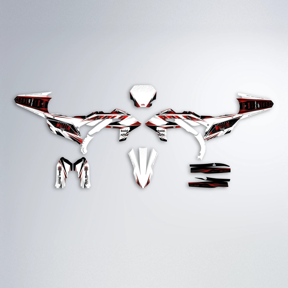 NTK V4 Yamaha YZF SM graphics kit parts layout in Black & Red