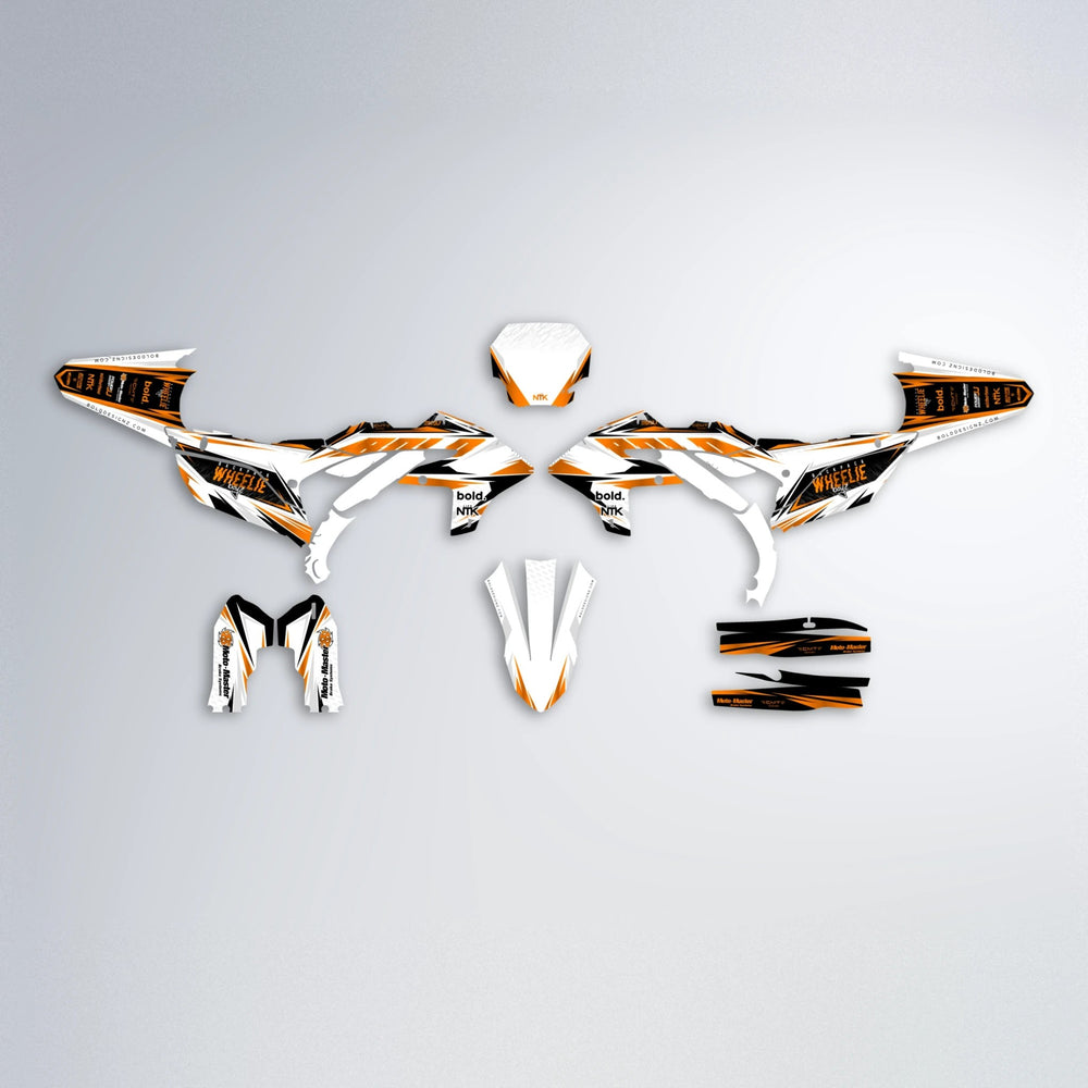 NTK V4 Yamaha YZF SM graphics kit parts layout in Orange