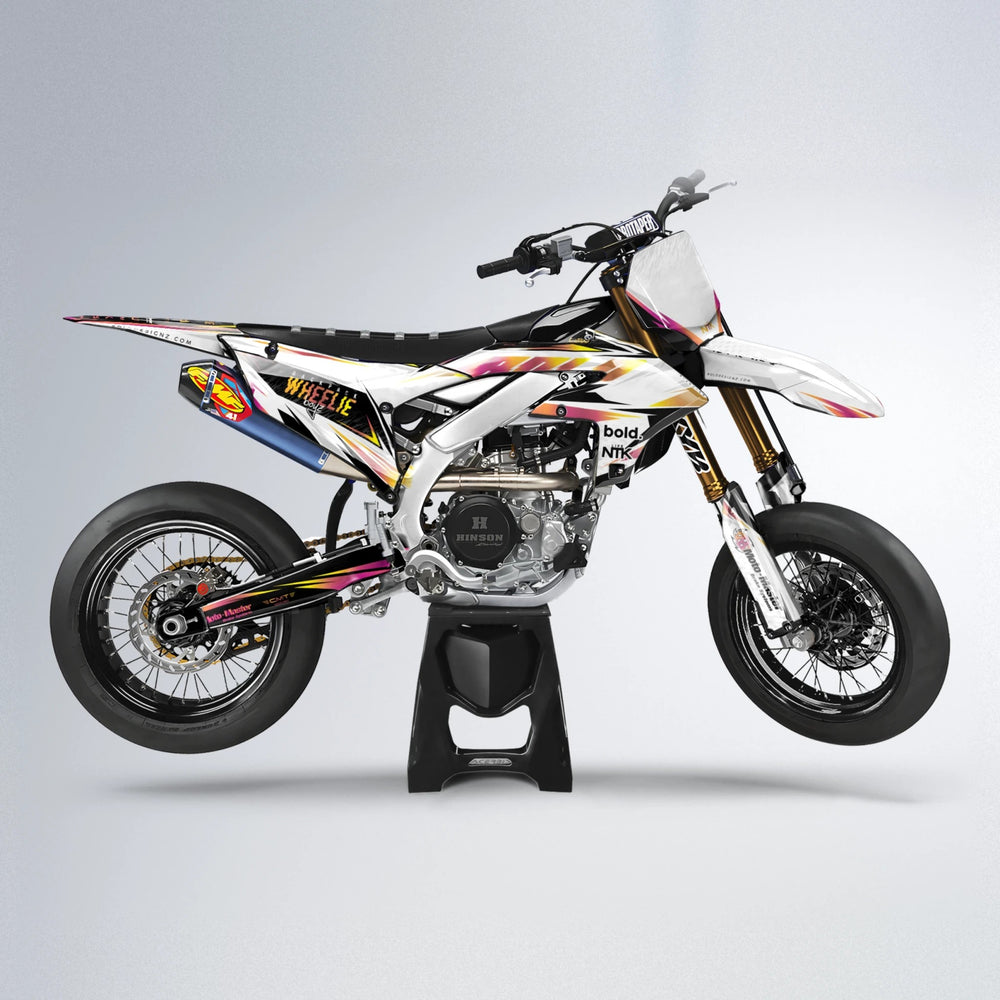 NTK V4 Yamaha YZF SM supermoto graphics kit in Pink & Yellow