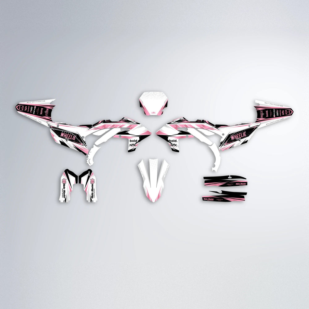 NTK V4 Yamaha YZF SM graphics kit parts layout in Sakura Pink