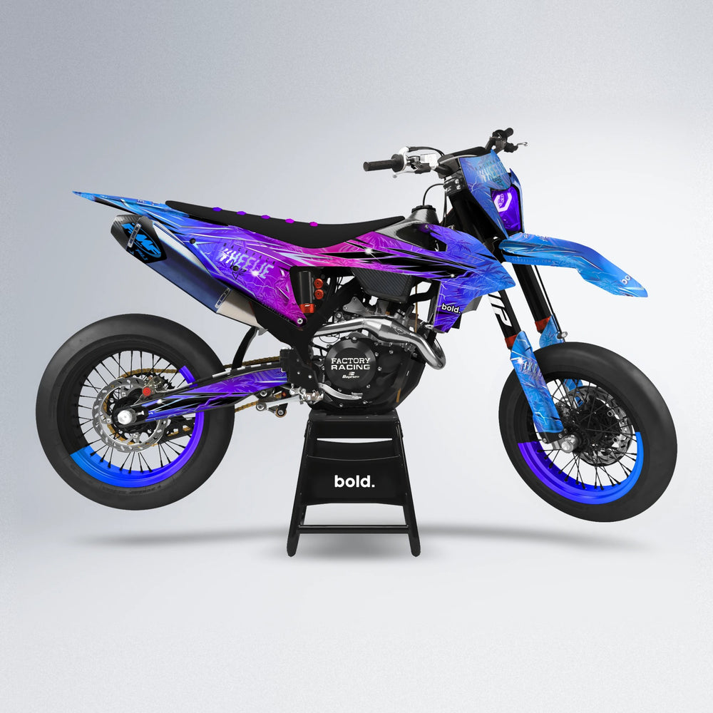OASIS supermoto graphics kit in Blue Purple Fade