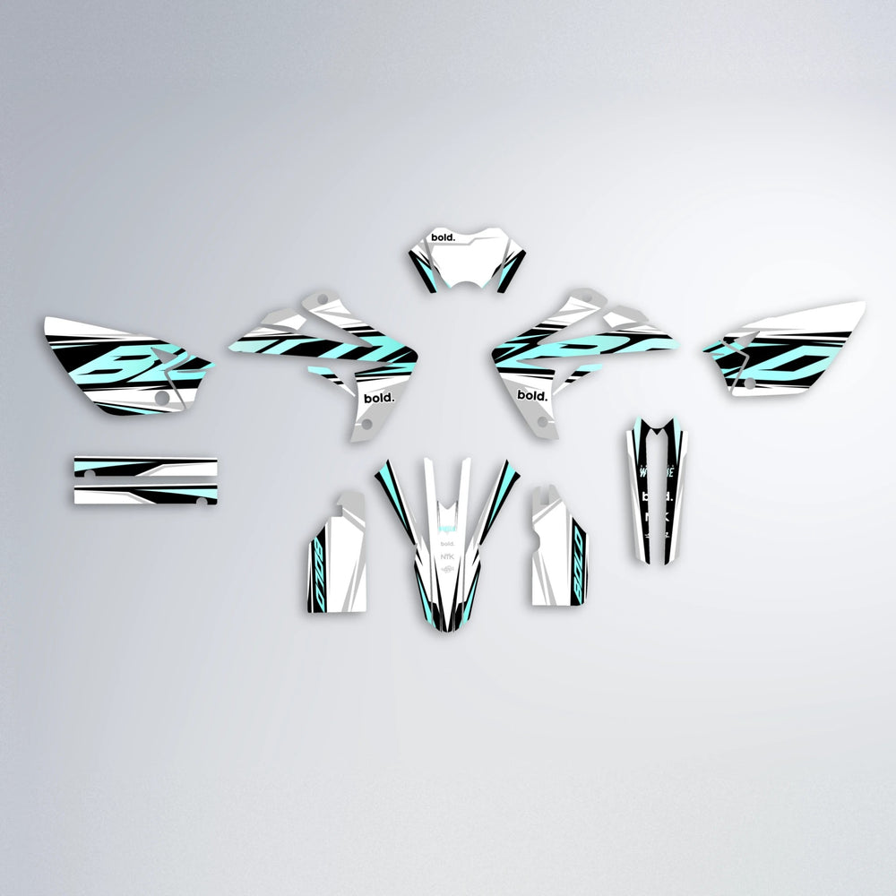 OPTIC Rieju MRT graphics kit parts layout in Mint