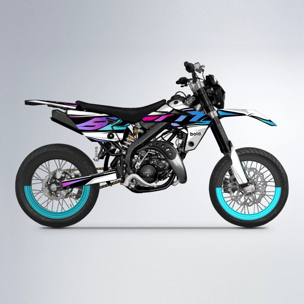 OPTIC Rieju MRT supermoto graphics kit in Pink & Light Blue