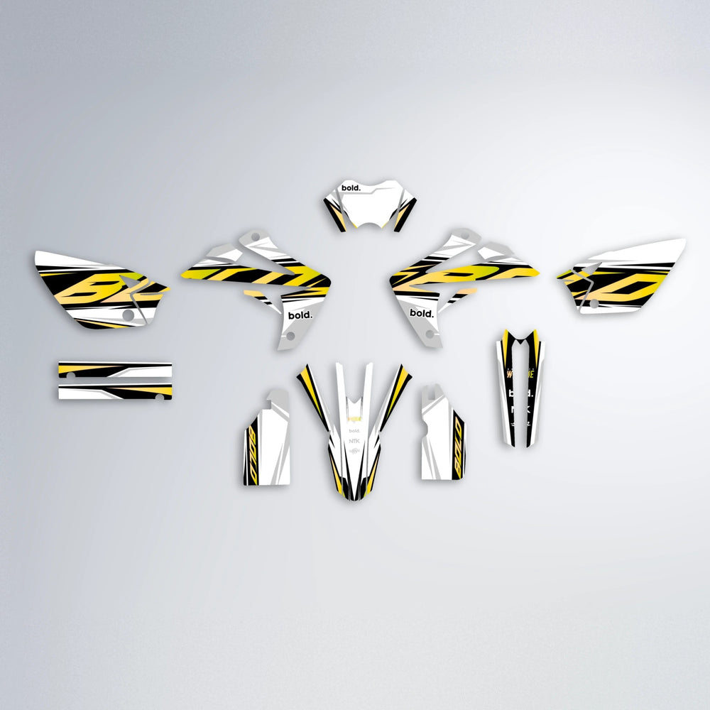 OPTIC Rieju MRT graphics kit parts layout in Yellow