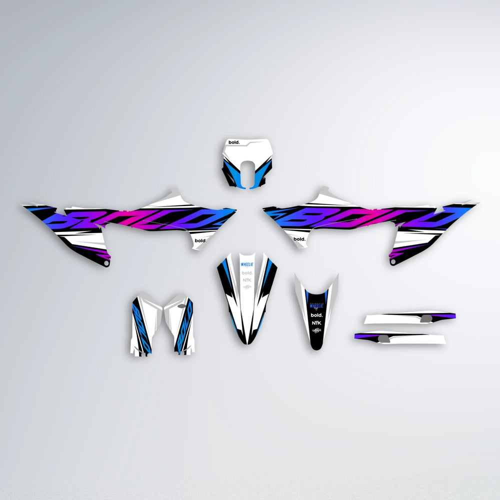 OPTIC Stark Varg SM graphics kit parts layout in Blue Purple Fade