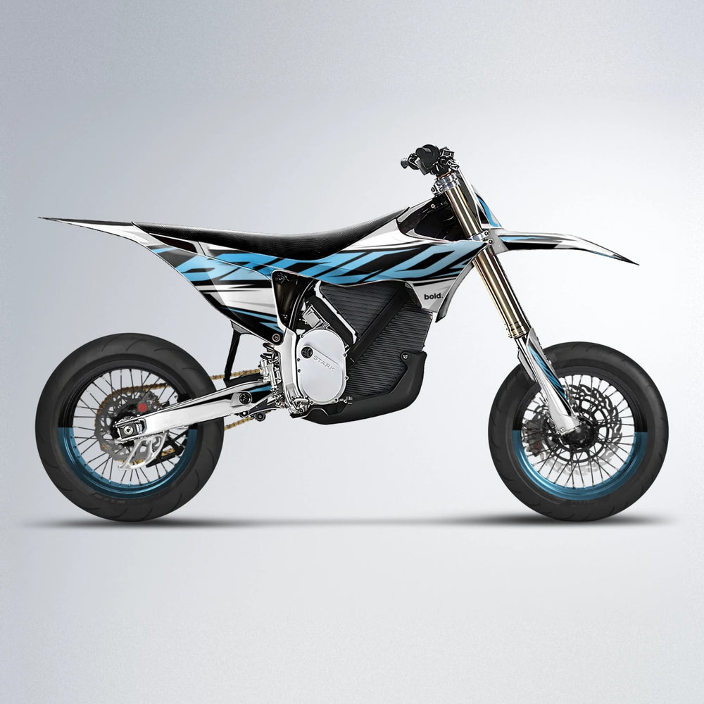 OPTIC Stark Varg SM supermoto graphics kit in Light Blue & White