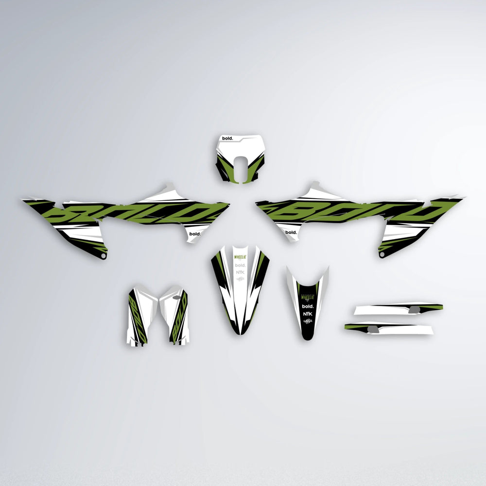 OPTIC Stark Varg SM graphics kit parts layout in Olive