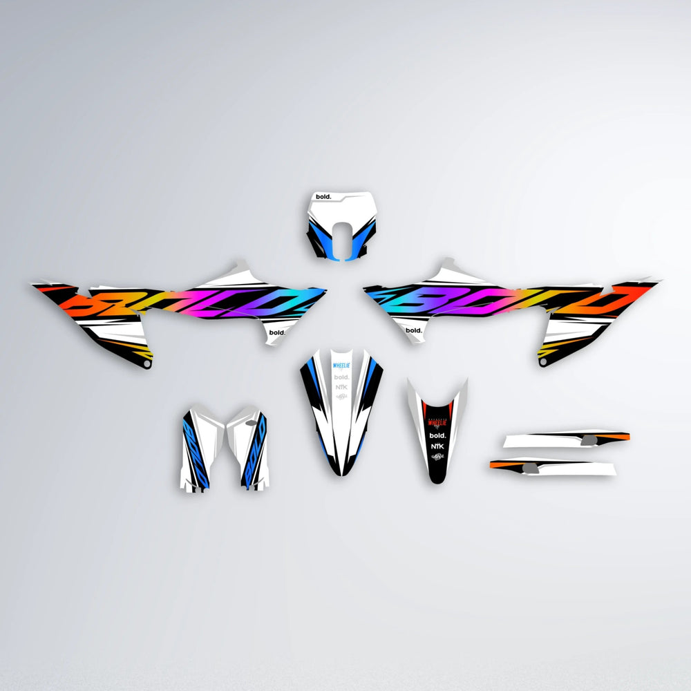 OPTIC Stark Varg SM graphics kit parts layout in Sunset Fade