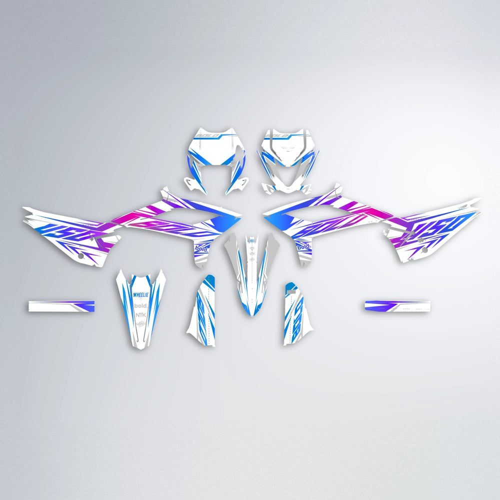 OVERDRIVE Beta graphics kit parts layout in Blue Purple Fade