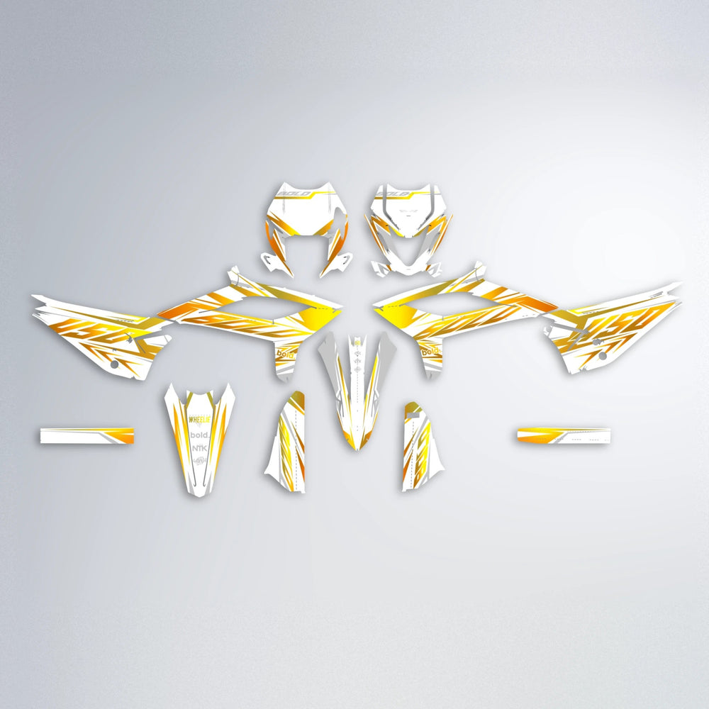 OVERDRIVE Beta graphics kit parts layout in Orange & Yellow