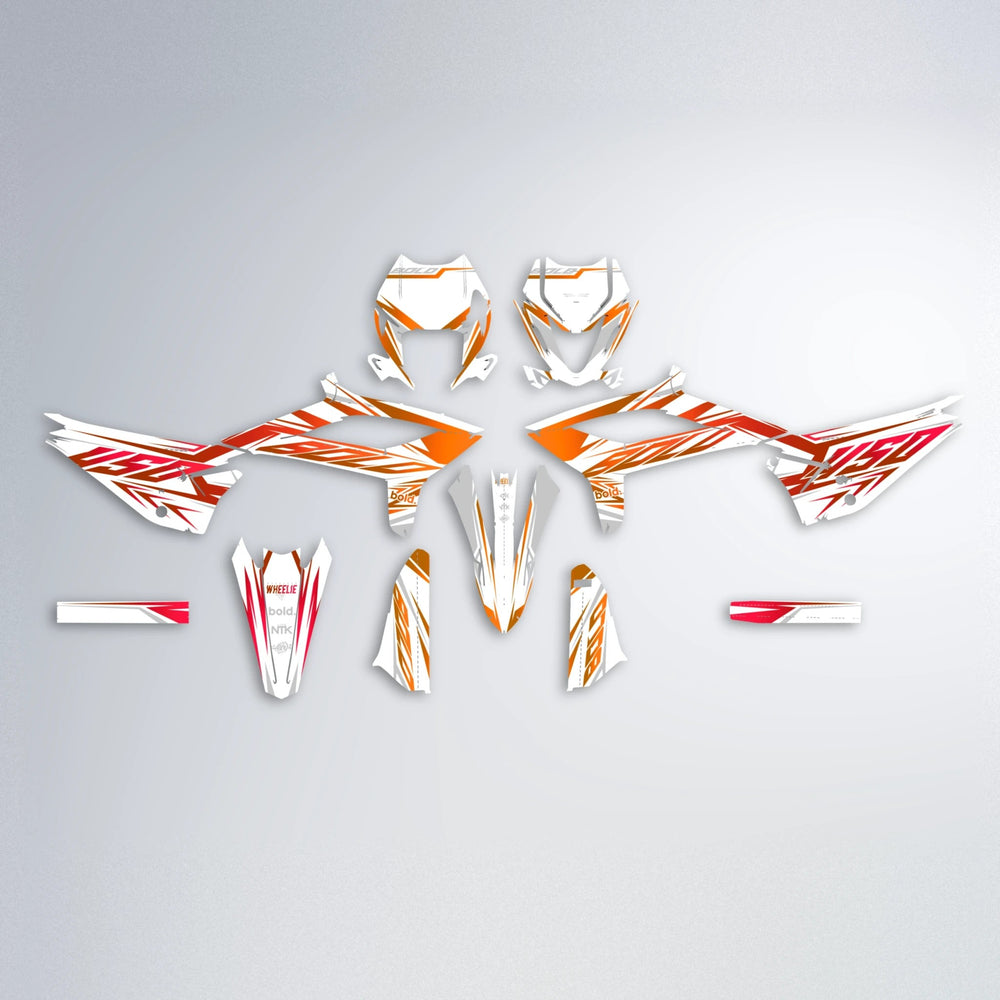 OVERDRIVE Beta graphics kit parts layout in Red & Orange