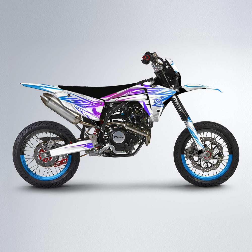 OVERDRIVE Fantic supermoto graphics kit in Blue Purple Fade