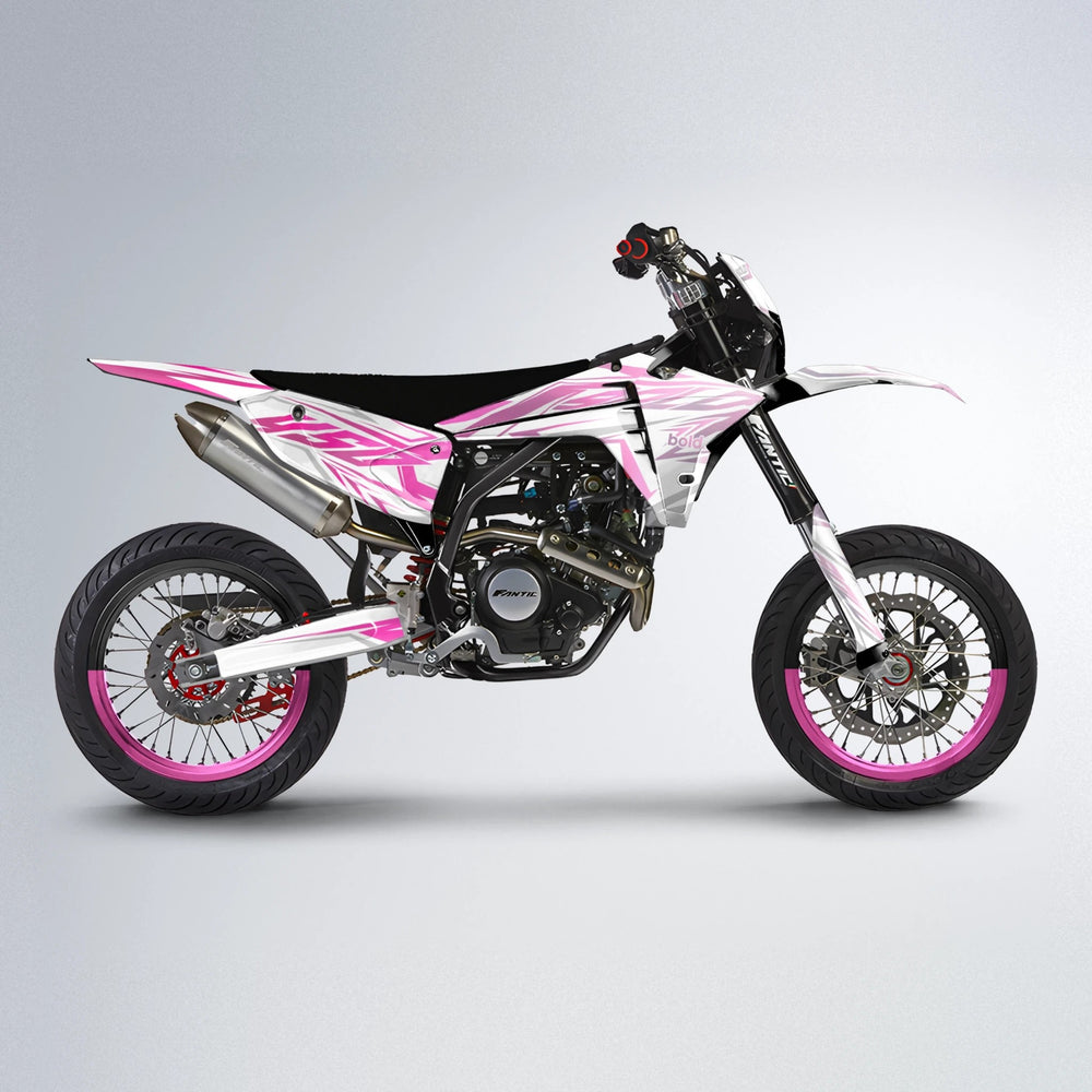 OVERDRIVE Fantic supermoto graphics kit in Flamingo