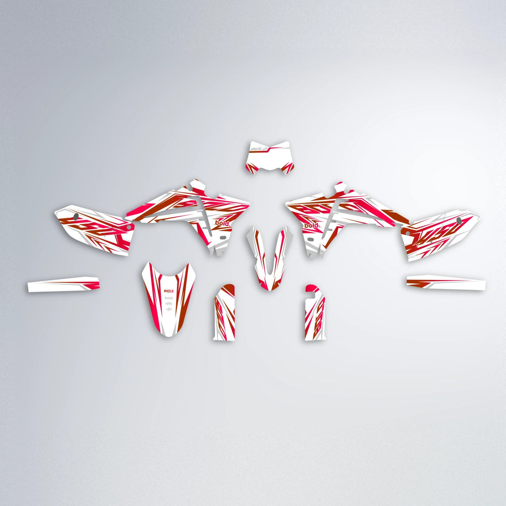 OVERDRIVE Fantic graphics kit parts layout in Red