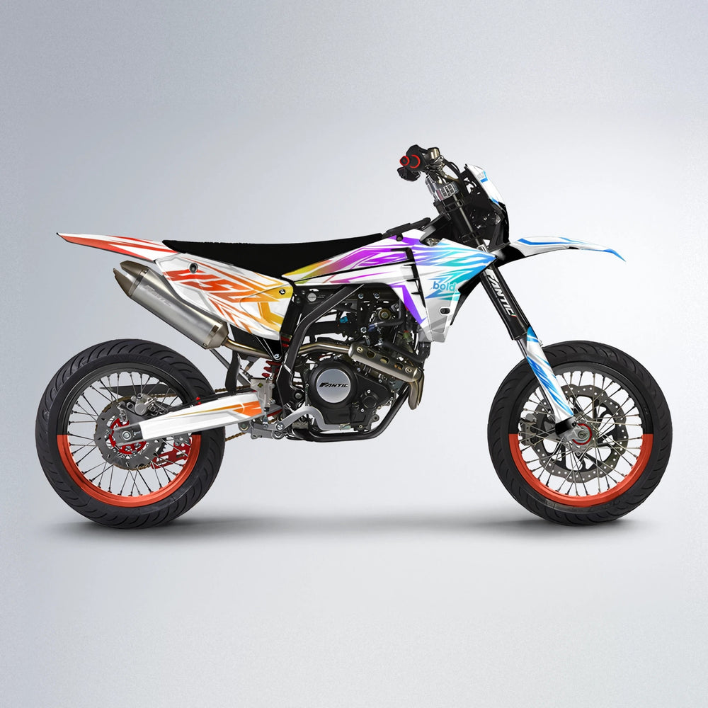 OVERDRIVE Fantic supermoto graphics kit in Sunset Fade