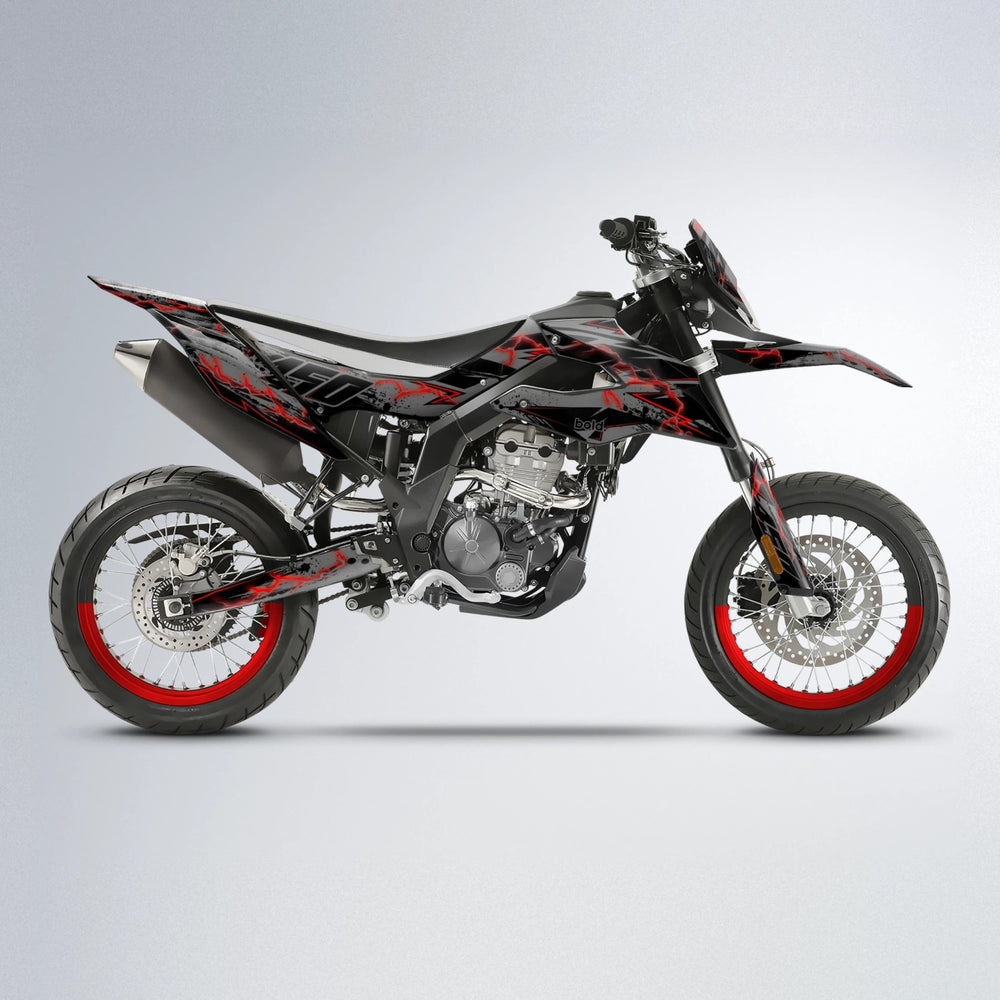 PATCHY Aprilia SX 125 supermoto graphics kit in Black & Red