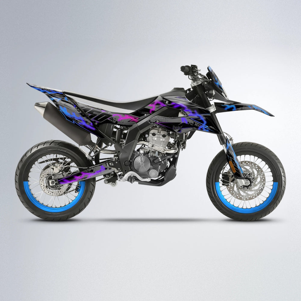 PATCHY Aprilia SX 125 supermoto graphics kit in Blue Purple Fade