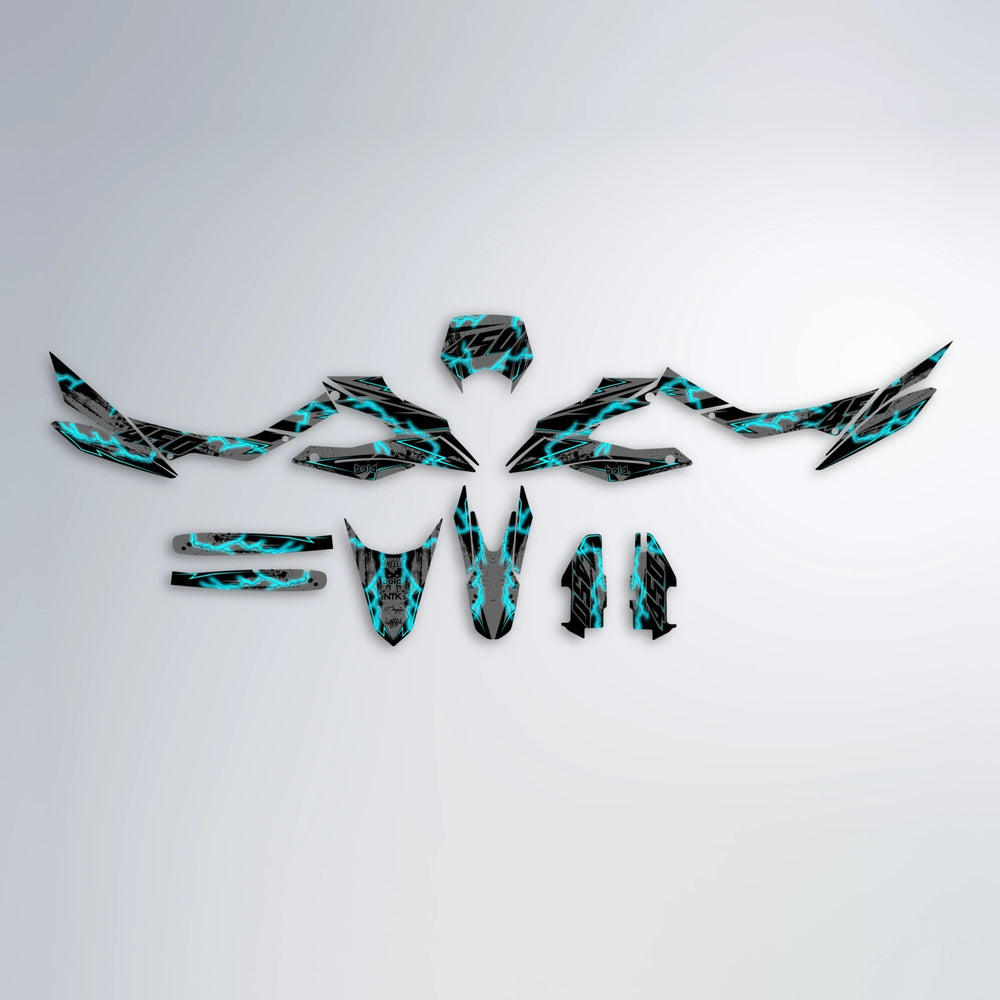 PATCHY Aprilia SX 125 graphics kit parts layout in Teal