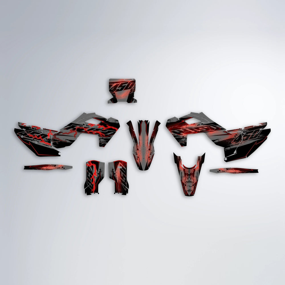 PATCHY Husqvarna FE/TE graphics kit parts layout in Black & Red