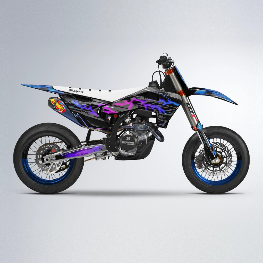 PATCHY Husqvarna FE/TE supermoto graphics kit in Blue Purple Fade