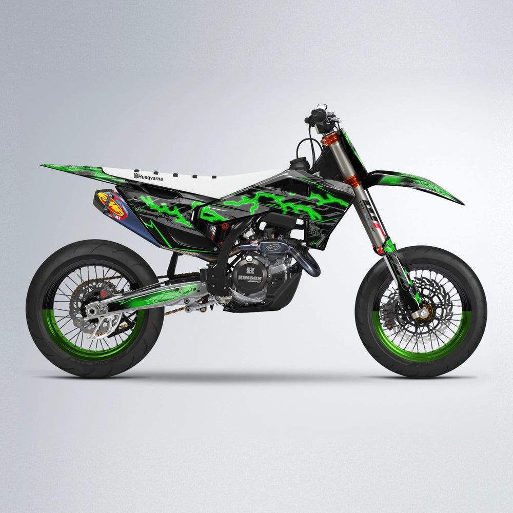 PATCHY Husqvarna FE/TE supermoto graphics kit in Green