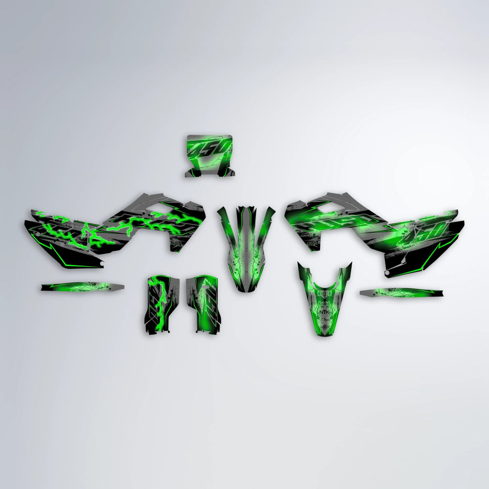 PATCHY Husqvarna FE/TE graphics kit parts layout in Green
