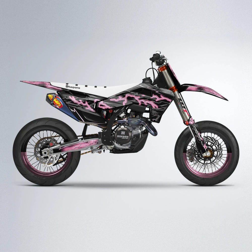 PATCHY Husqvarna FE/TE supermoto graphics kit in Sakura Pink
